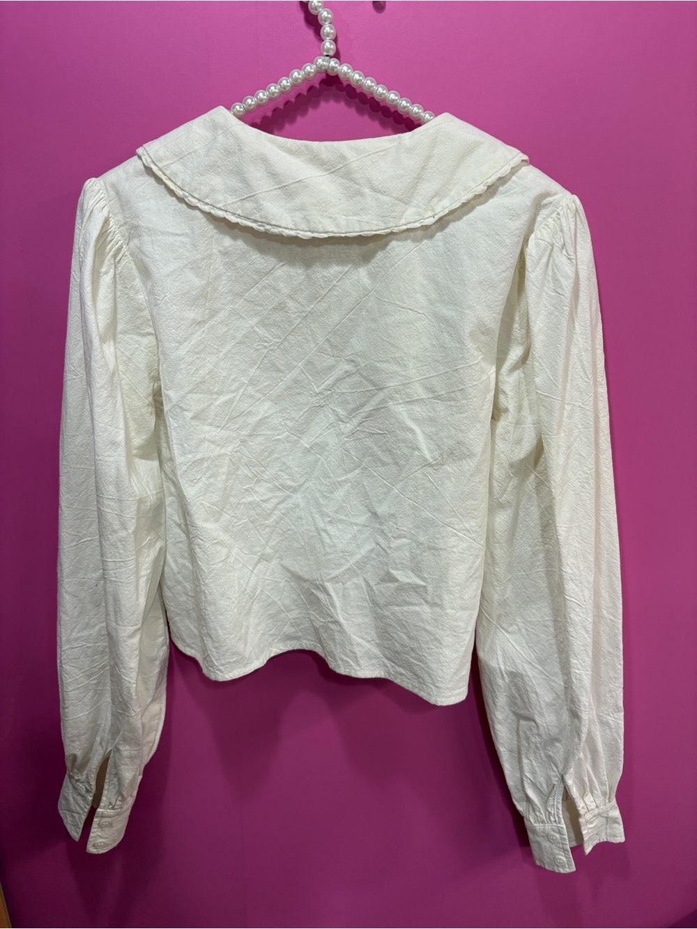 Meadows Foxglove button down shirt floral embroidered collar - Picture 5 of 6